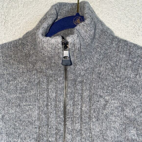 Vintage Express Lambs Wool Full Zip Cardigan Sweater Cable Knit Chunky L Gray - Picture 2 of 10